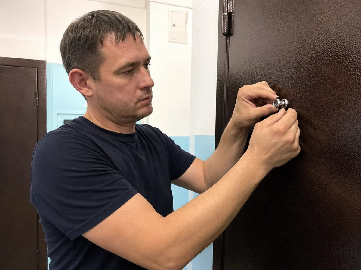 Установка глазка — работа мастера